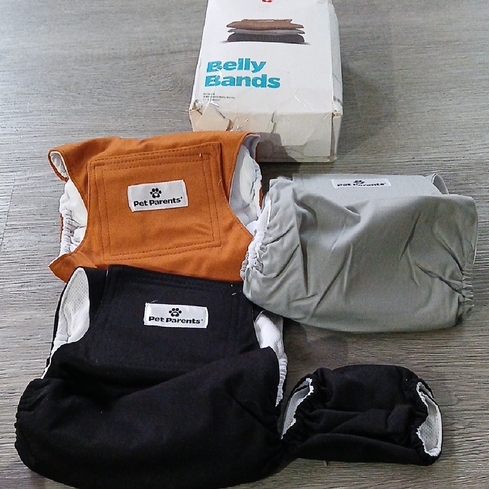Pet Parents Set of 3 belly bands male dog diapers Sz M Waist 16"-20" NIB